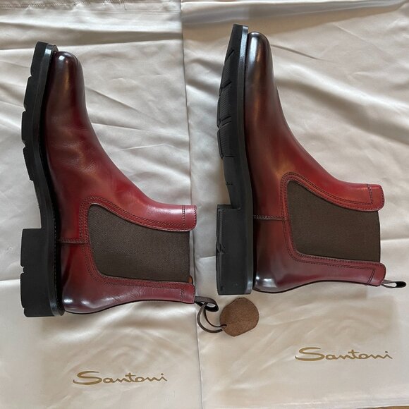 NWT -  Mens 11-1/2 Santoni Hand Made in Italy Chelsea Boots.   Retail: $1,350. main image 4